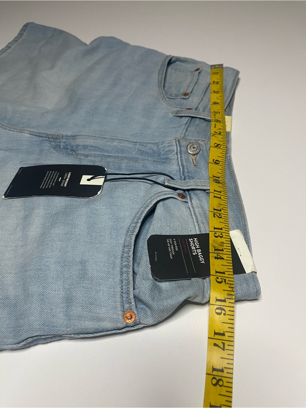 Levi's Blue Lightweight Linen+Denim High Rise Baggy Shorts - Picture 3 of 11